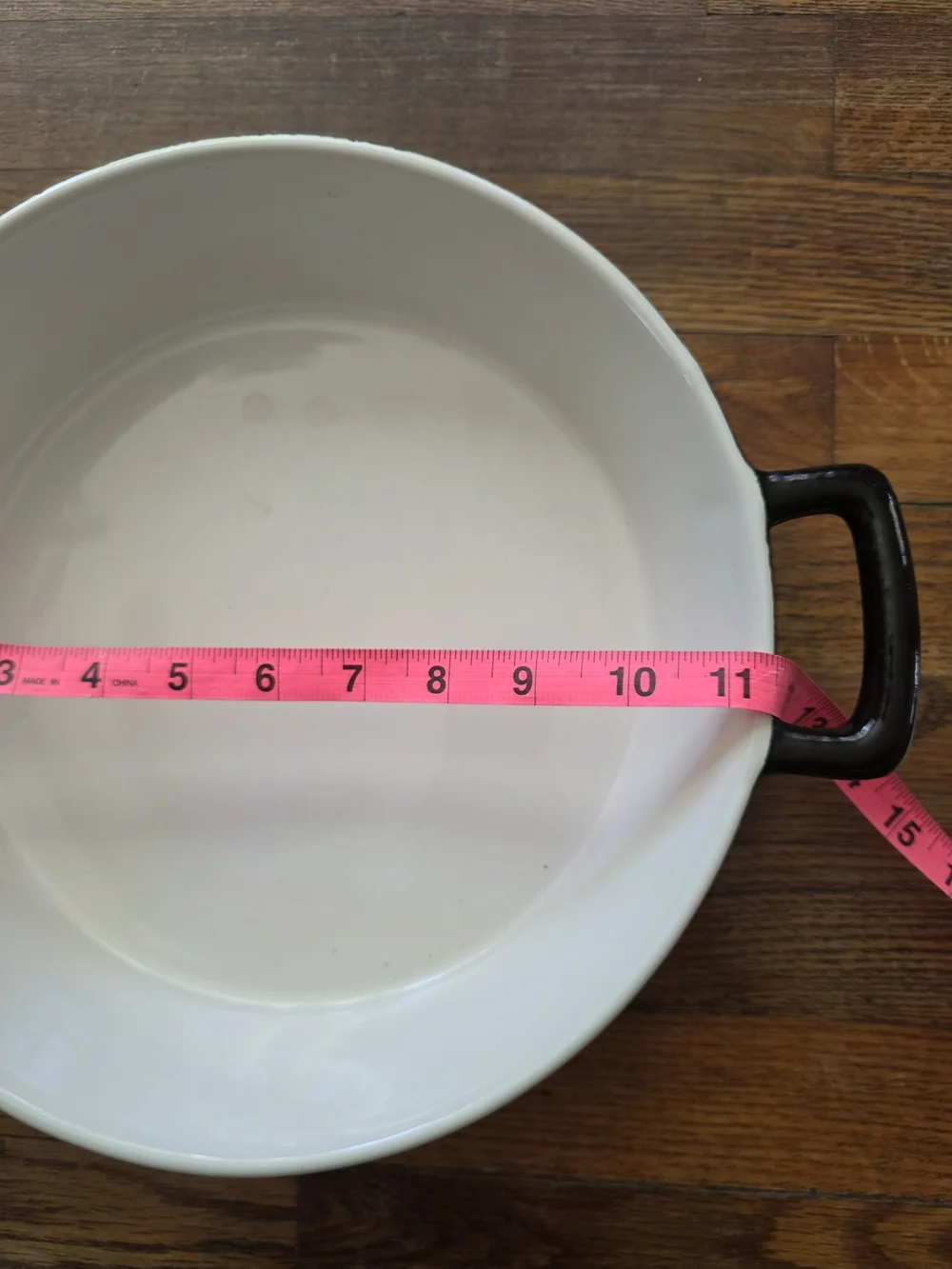 White Stoneware Casserole Dish with Black Handles